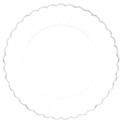 Scalloped 7-1/4" Plastic White Plate w/Metal Trim | Party Supplies