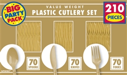 Gold Window Box Plastic Cutlery Set - 210ct. | Party Supplies