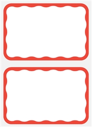 Red Border AdhesiveName Tags | Party Supplies