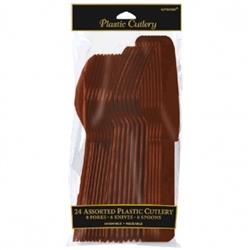 Chocolate Brown Assorted Cutlery - 24ct. | Party Supplies