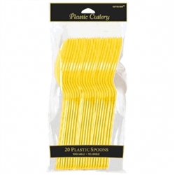 Yellow Sunshine Plastic Spoons - 20ct | Party Supplies