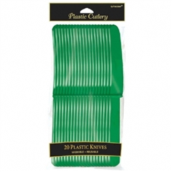 Festive Green Plastic Knives - 20ct | Party Supplies