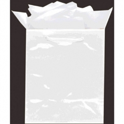 White Medium Solid Glossy Bags | Party Supplies