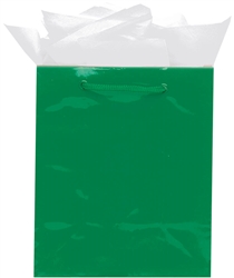 Green Jumbo Solid Glossy Paper Bags | Party Supplies