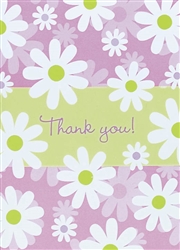 Daisy Stripe Thank You Card | Party Supplies