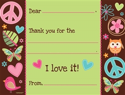 Hippie Chick Fill-In Thank You Cards | Party Supplies