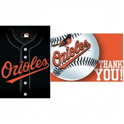 Baltimore Orioles Invitation & Thank You Card Set | Party Supplies