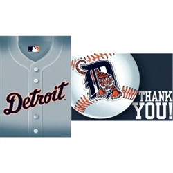 Detroit Tigers Invitation & Thank You Card Set | Party Supplies