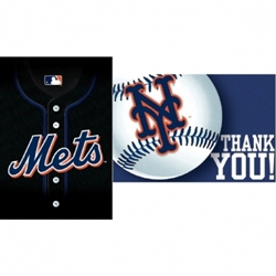 New York Mets Invitation & Thank You Card Set | Party Supplies
