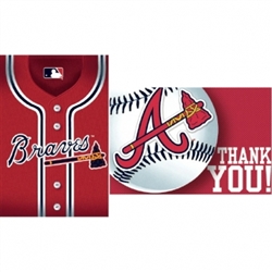 Atlanta Braves Invitation & Thank You Card Set | Party Supplies