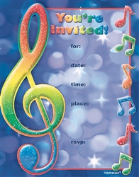 Music Notes Glitter Theme Party invitation | Party Supplies