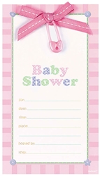 Pink Safety Pin Fill-In Invitations | Party Supplies
