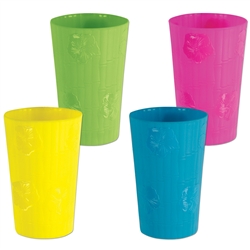 Plastic Bamboo & Hibiscus Tumblers