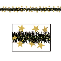 Black & Gold FR Metallic Star Garland