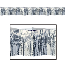 Silver 2-Ply FR Diamond Metallic Fringe Drape