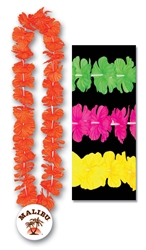 36" Silk 'N Petals Leis with Custom Imprinted Paper Medallion