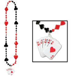 Card Suit Beads with Royal Flush Medallion