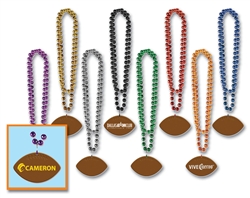 33" Custom Imprinted Football Medallion Beads