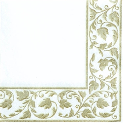 White with Gold Trim Beverage Napkins - 24ct. | Party Supplies