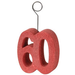 Red Glittered "60" Photo/Balloon Holder