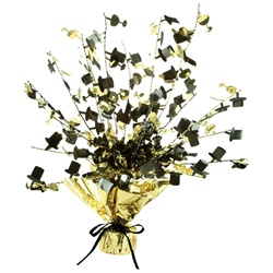 Black & Gold Champagne Glass & Top Hat Gleam 'N Burst Centerpiece