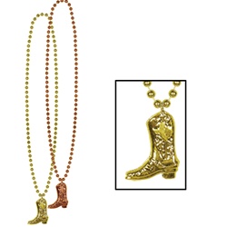 Beads with Cowboy Boot Medallion