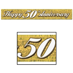 Gold Metallic 50th Anniversary Fringe Banner