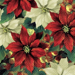 Regal Poinsettia Beverage Napkins | Party Supplies