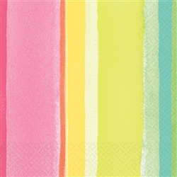 Sunny Stripe Pink Beverage Napkins | Party Supplies