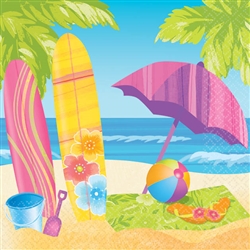 Surf's Up Beverage Napkins | Luau Party Supplies