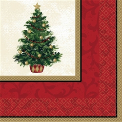 Classic Christmas Tree Beverage Napkins | Party Supplies