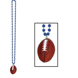 Blue Beads with Football Medallion