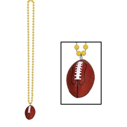 Gold Beads with Football Medallion