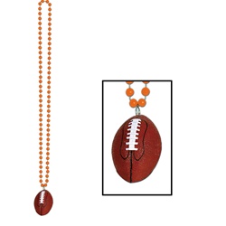Orange Beads with Football Medallion