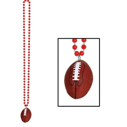 Red Beads with Football Medallion