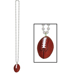 Silver Beads with Football Medallion