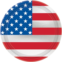 Let Freedom Ring 7" Metallic Round Plates | 4th of July Party Supplies