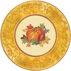 Bountiful Holiday Paper Metallic 7" Plates | Party Supplies