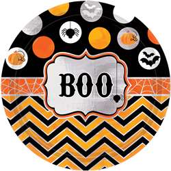 Modern Halloween Round Metallic Plates, 7" | Party Supplies