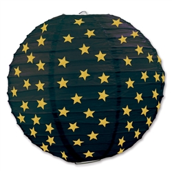 Black Paper Lanterns with Gold Stars