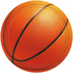 Basketball Fan Championship Basketball 7" Round Paper Plates | Party Supplies