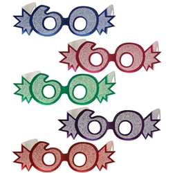 "60" Glittered Foil Eyeglasses