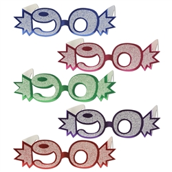 "90" Glittered Foil Eyeglasses