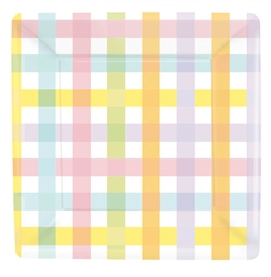 Colorful Gingham 7" Square Plates | Party Supplies