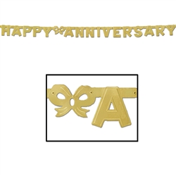 Gold Foil Happy Anniversary Streamer