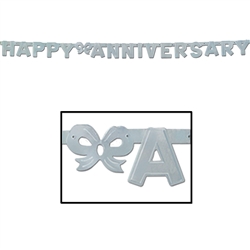 Silver Foil Happy Anniversary Streamer