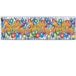 FR Metallic Happy Birthday Balloon Fringe Banner