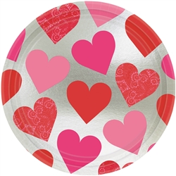 Key To Your Heart 9" Round Metallic Plates | Valentine's Day Plates