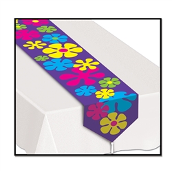 Printed Retro Flowers Table Runner