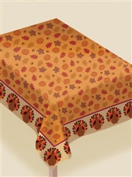 Turkey Dinner Flannel-Backed Vinyl Table Cover | Party Supplies